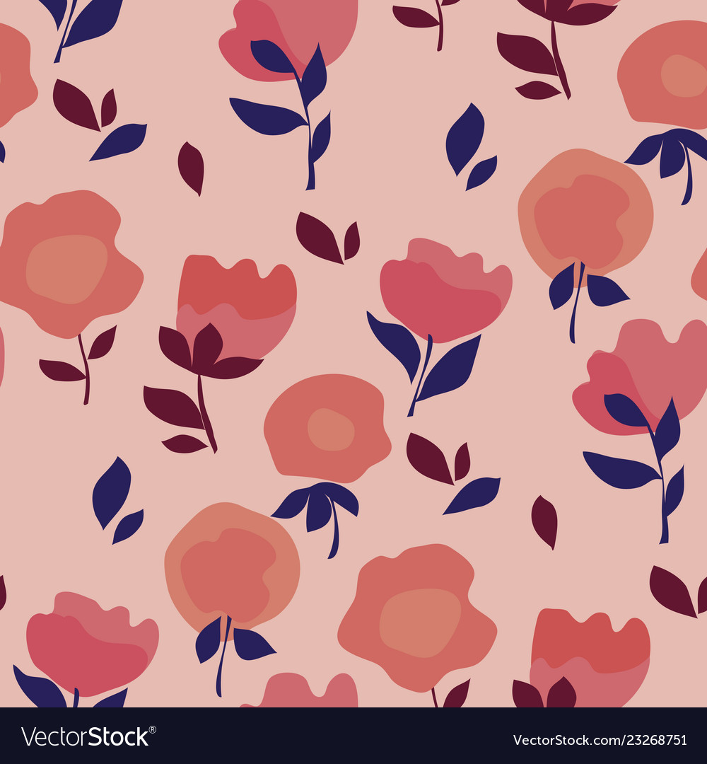 Summer Floral Motif In Coral Colors Royalty Free Vector
