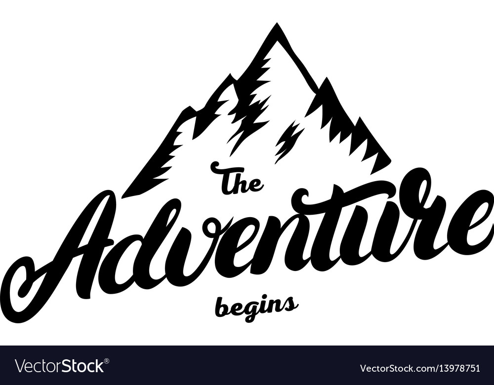 The adventure begins hand written lettering Vector Image