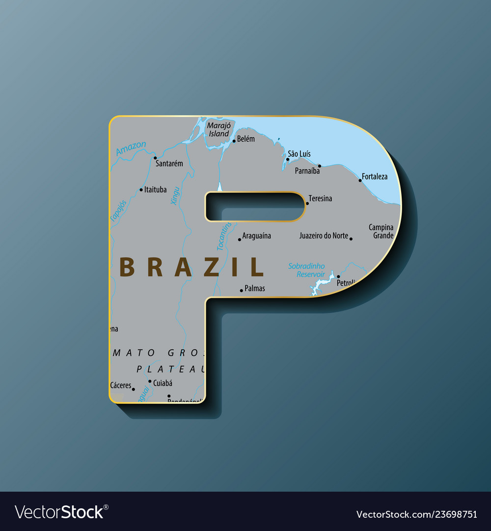 Uppercase letter p with map to use monograms