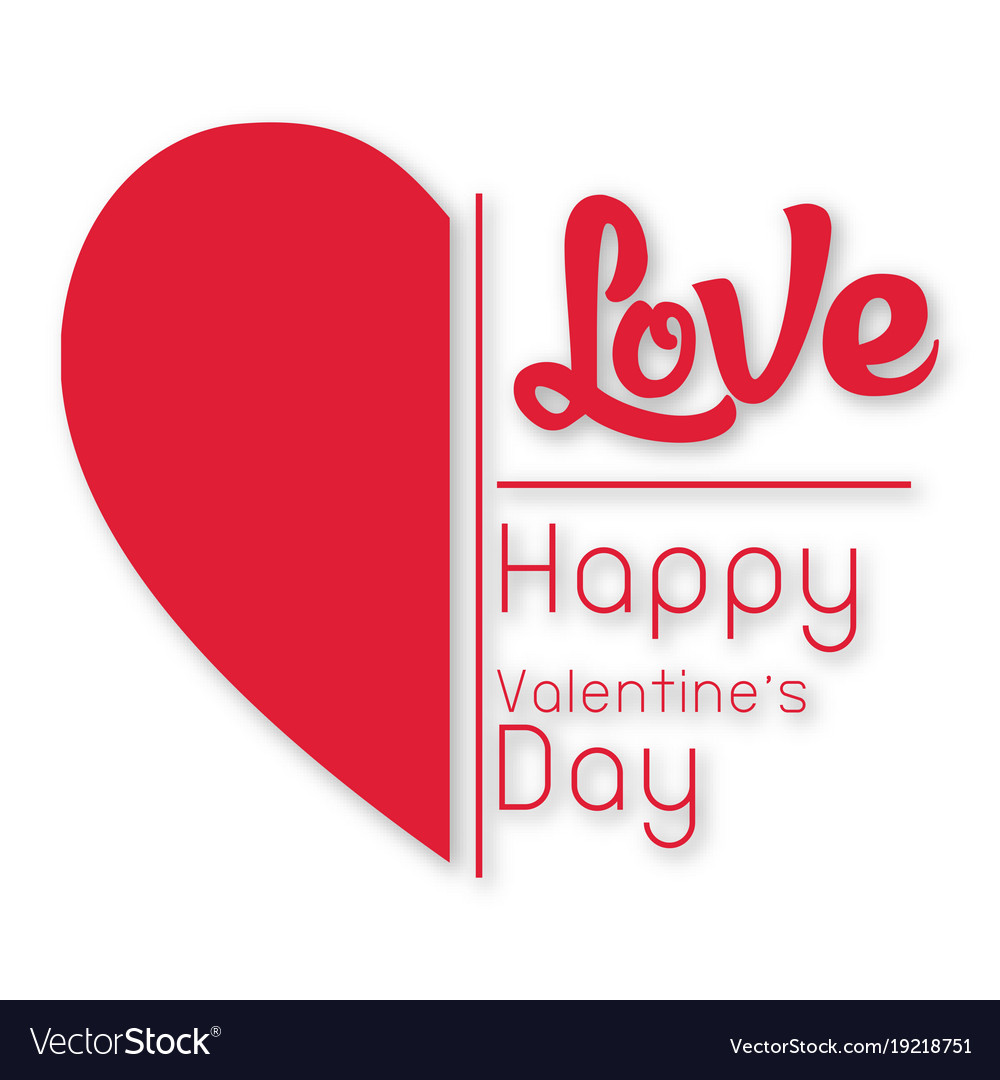 Valentine day half heart with love image Vector Image