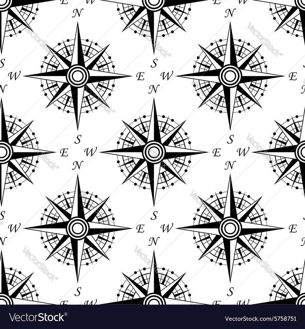 Vintage nautical compass seamless pattern Vector Image