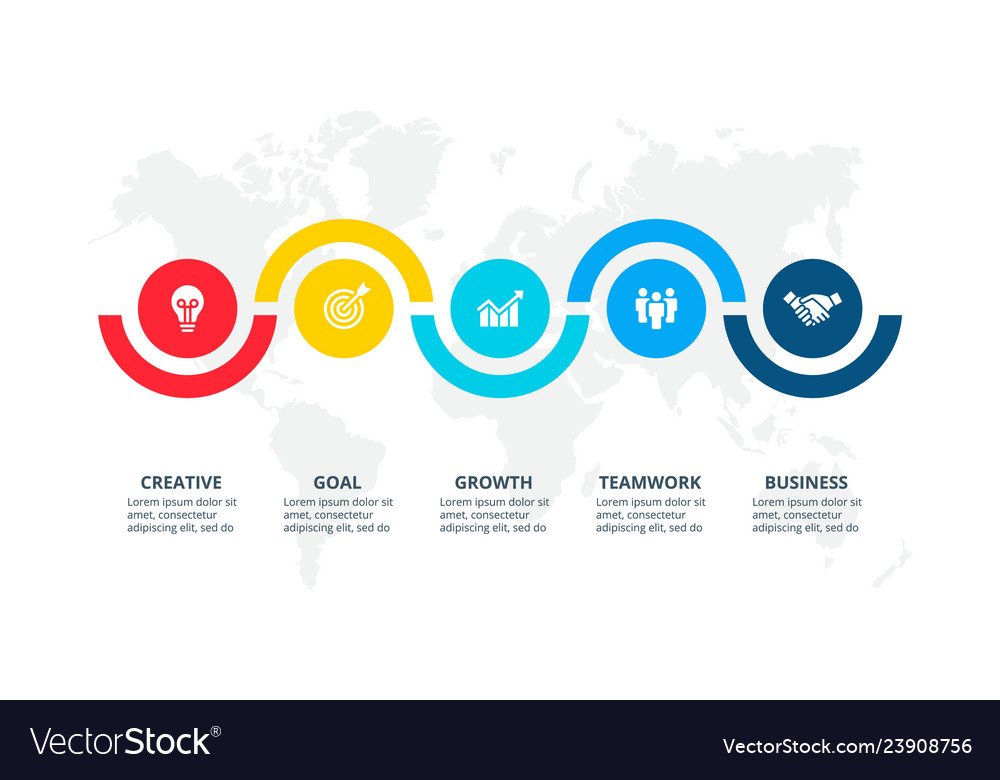 Abstract elements graph diagram with 5 steps Vector Image