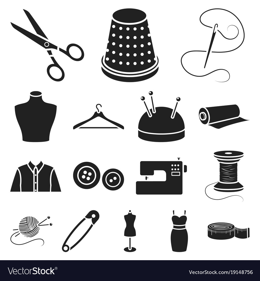 Atelier and sewing black icons in set collection Vector Image