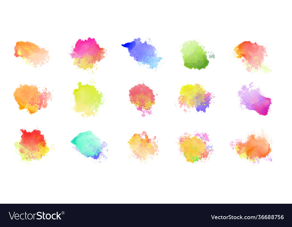 Big set watercolor colorful stains Royalty Free Vector Image