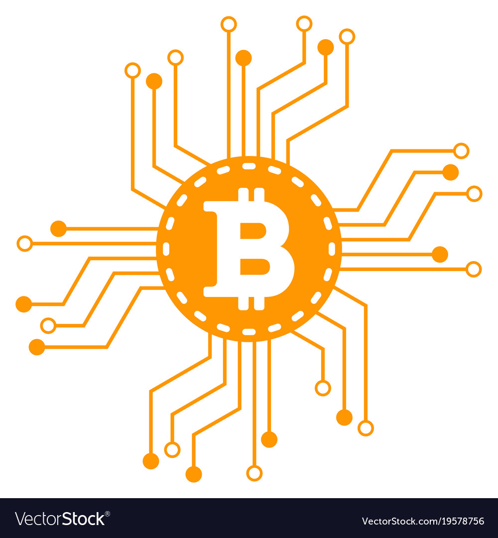Bitcoin circuit scheme flat icon