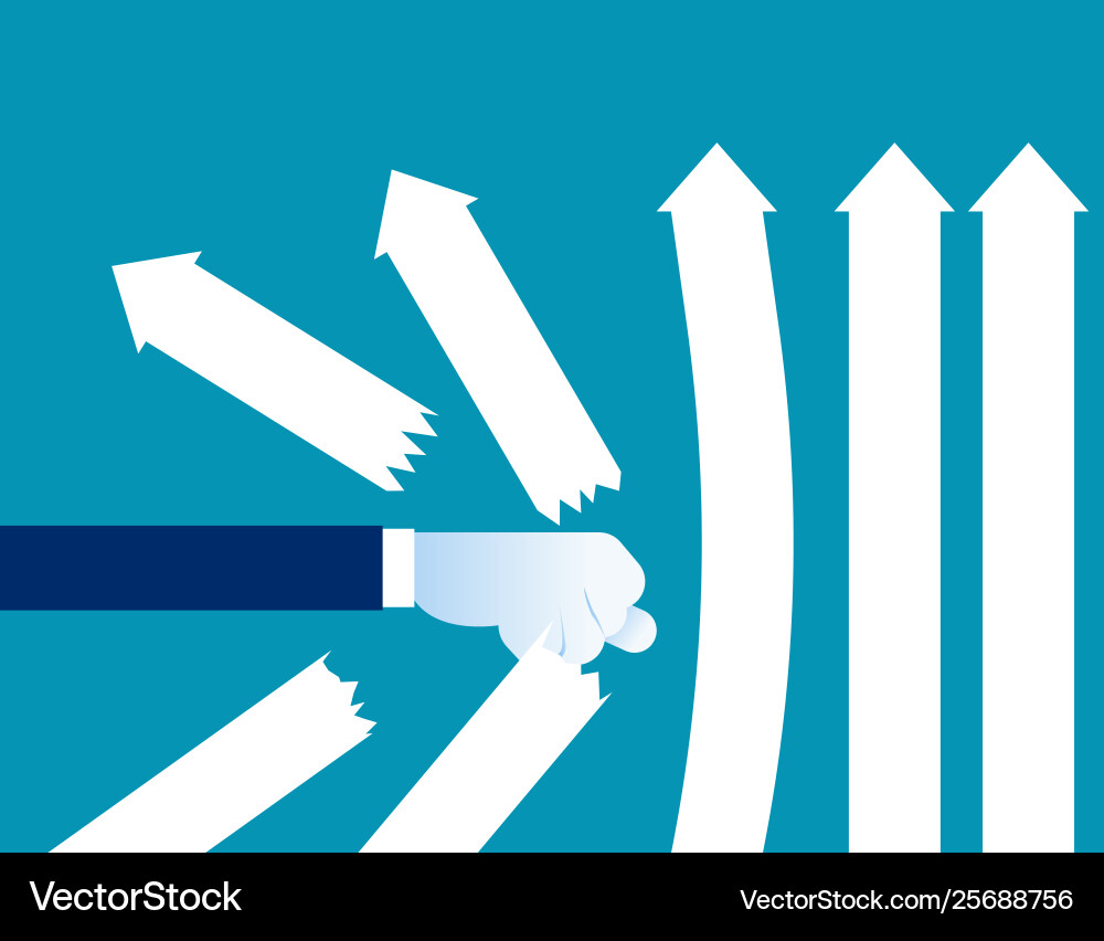 Fist destroy arrows concept business Royalty Free Vector