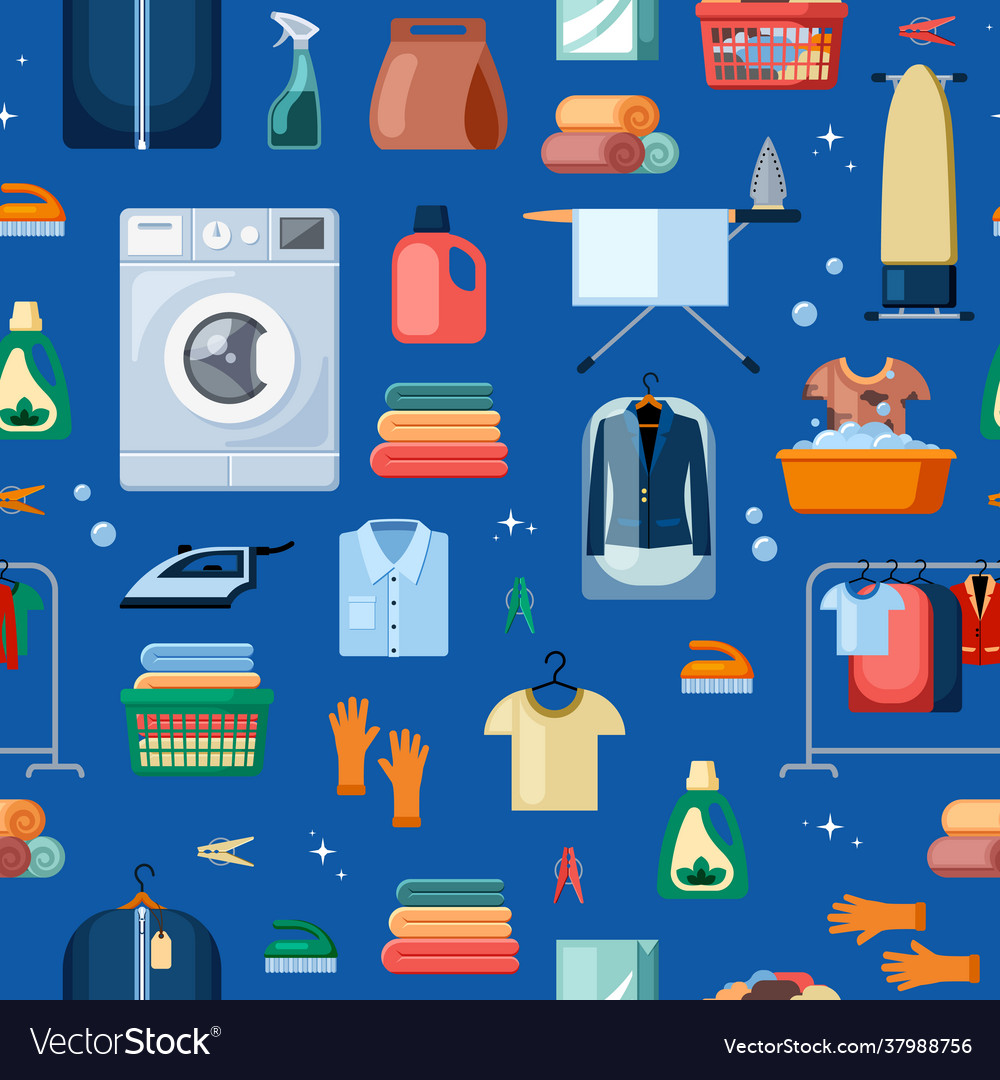 Laundry services and accessories seamless pattern Vector Image