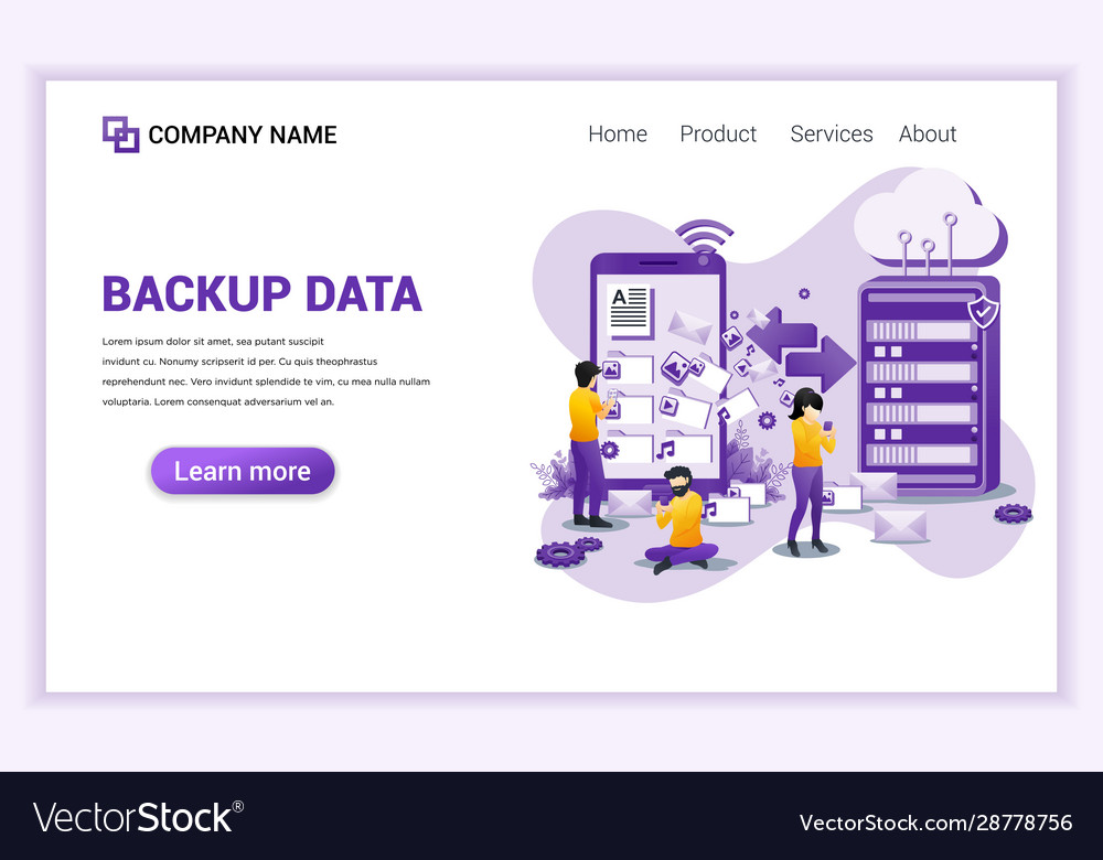 Modern flat design concept backup data copying vector image Modern flat design concept backup data copying