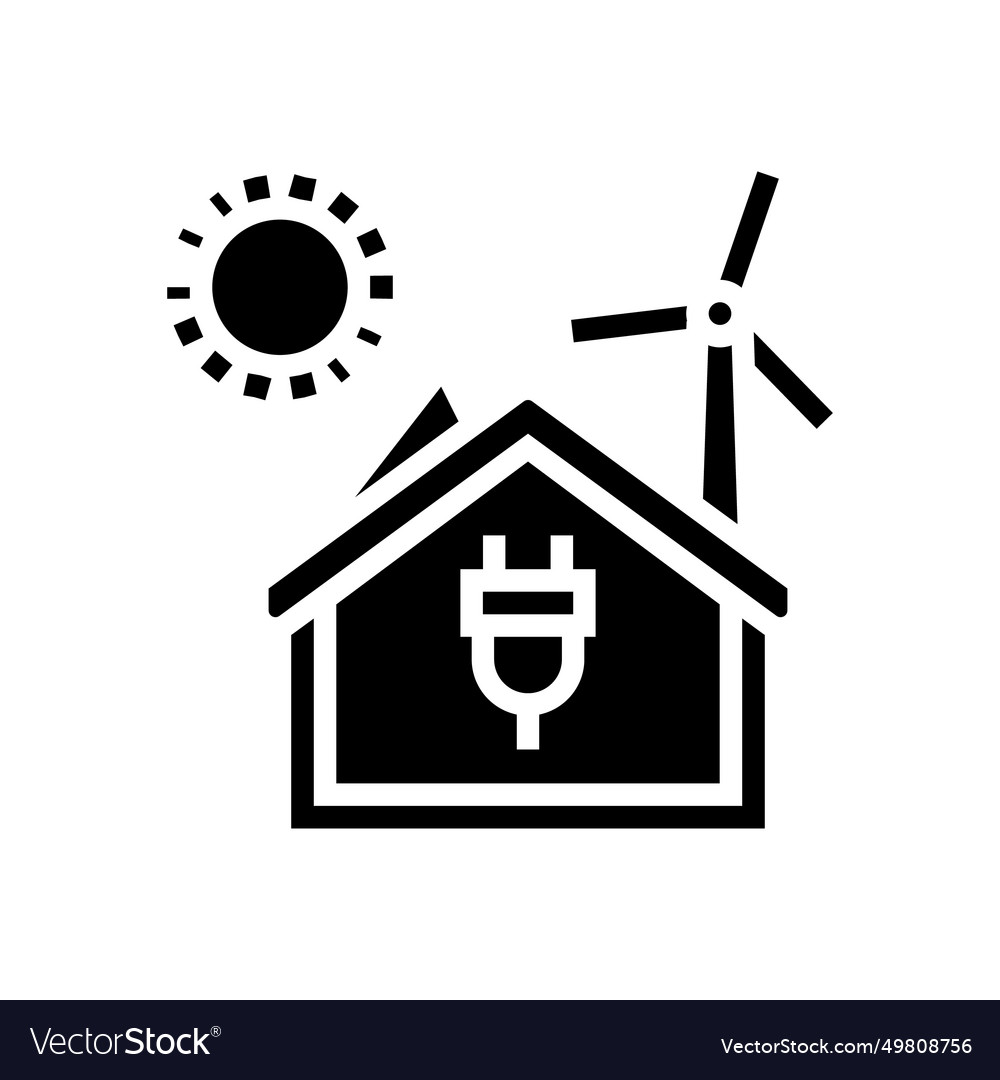 Net zero energy building green glyph icon Vector Image