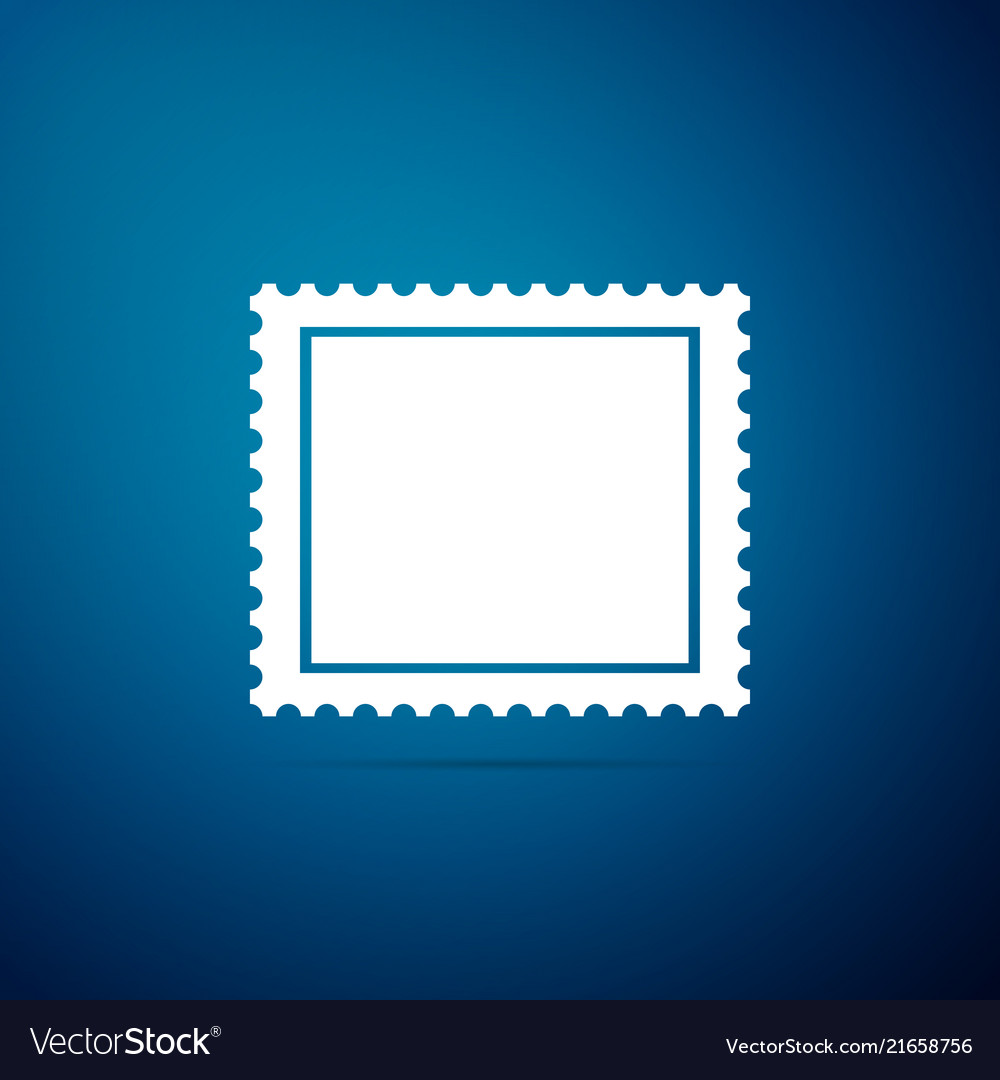 Postal stamp icon isolated on blue background