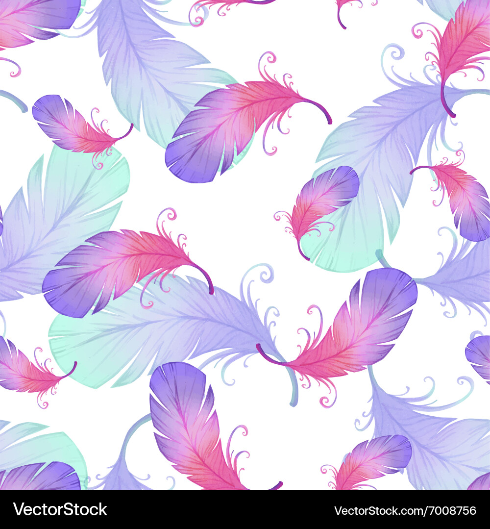Seamless pattern with bird feathers Royalty Free Vector