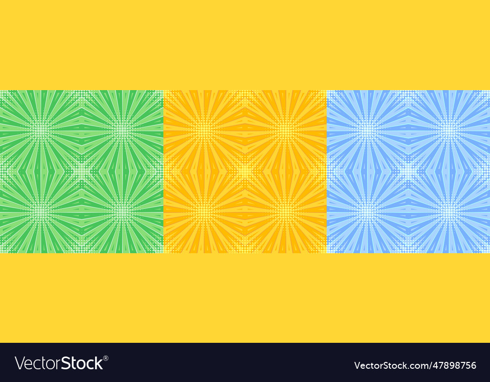 Seamless pop art patterns with rays from center Vector Image Seamless pop art patterns with rays from center