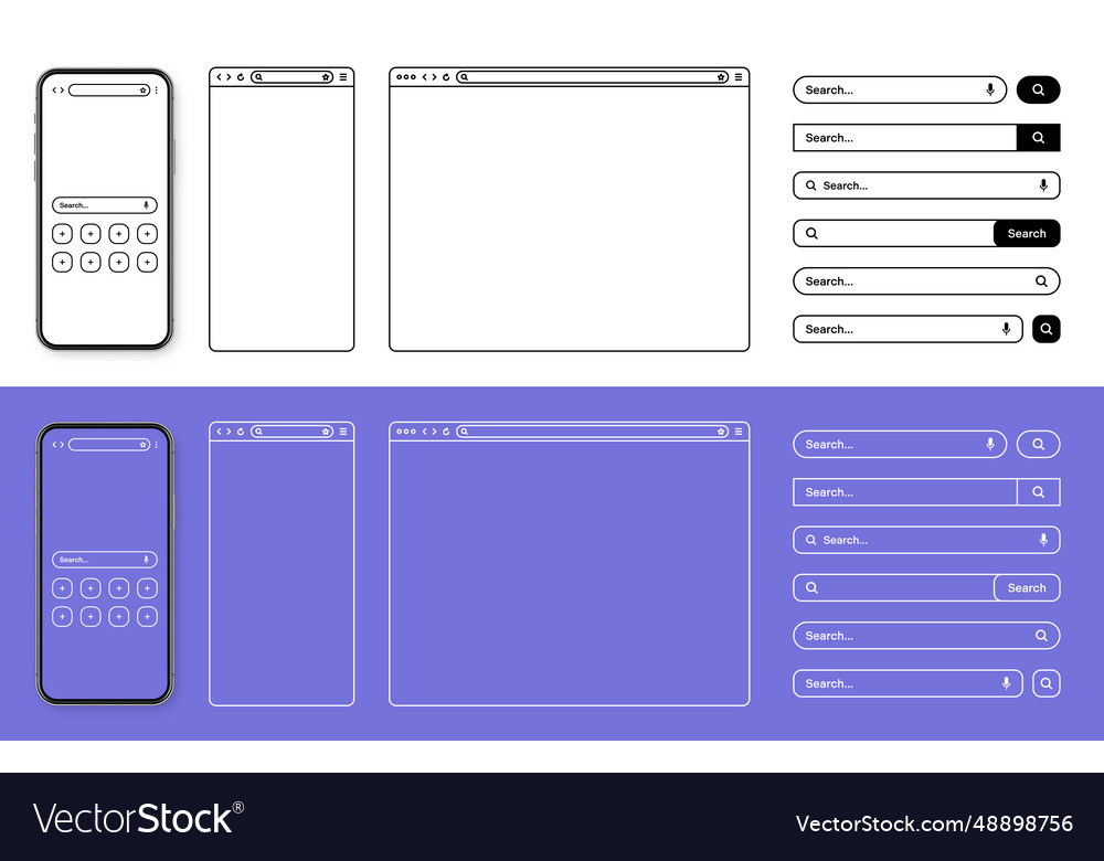 Smartphone web browser internet page window Vector Image