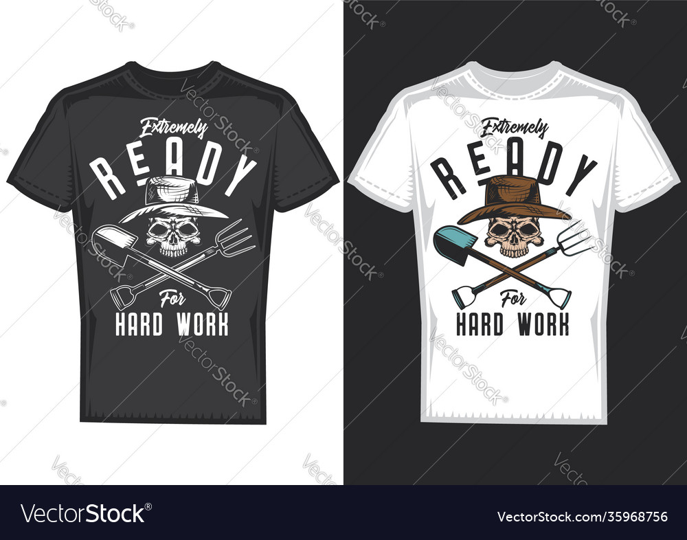 T-shirt design samples with a farmer