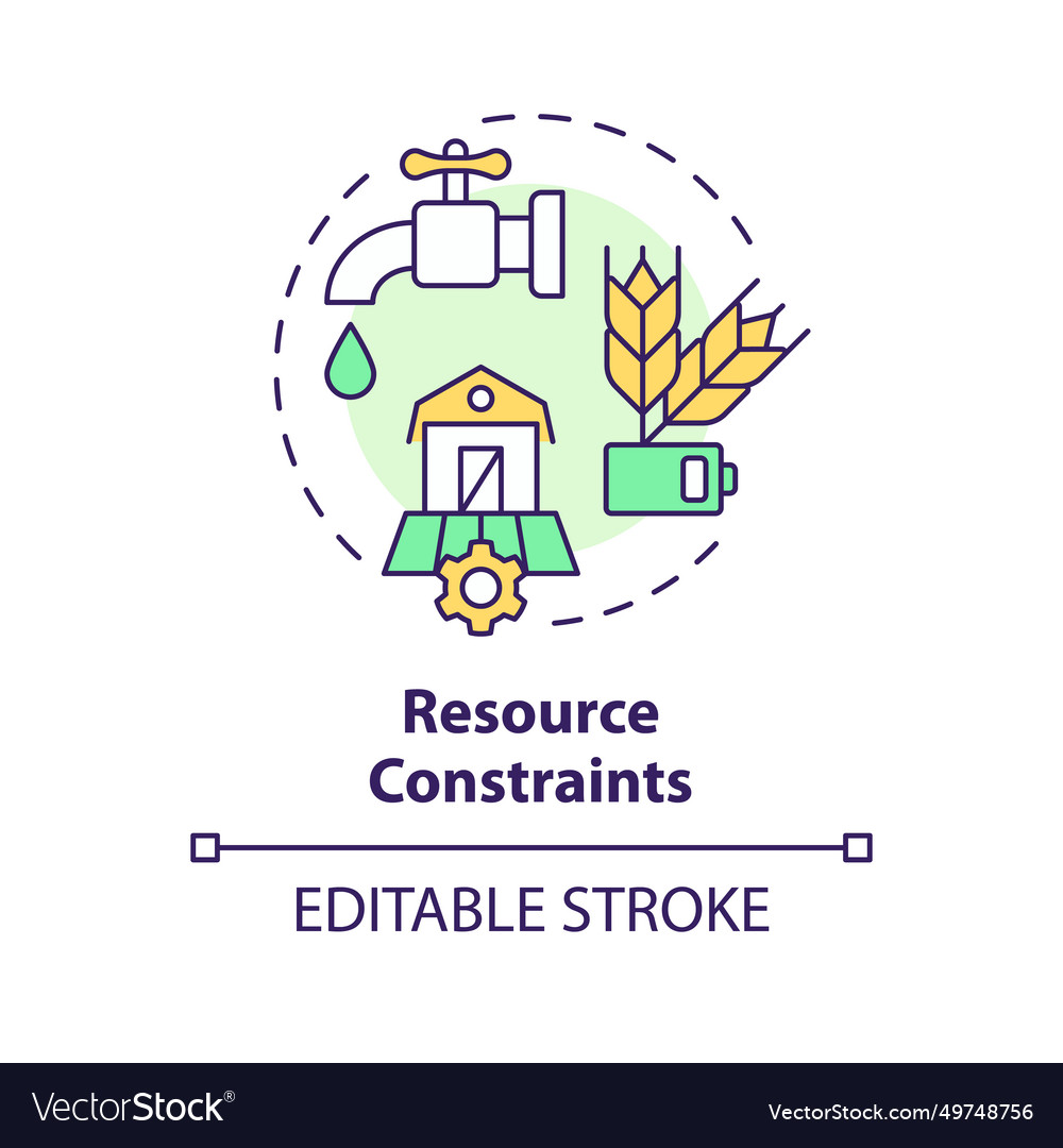 Thin line colorful resource constraints icon vector image Thin line colorful resource constraints icon