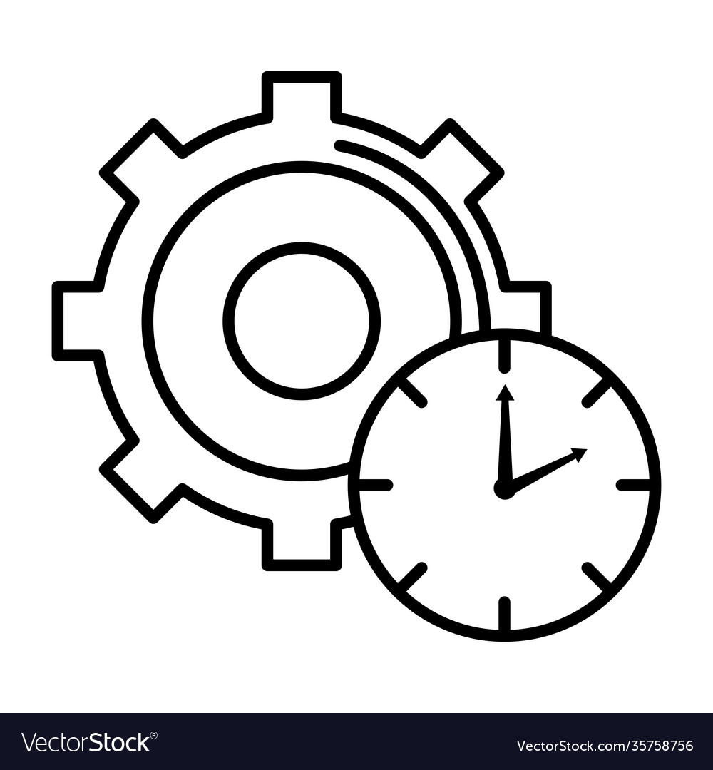 Time clock watch with gear line style icon