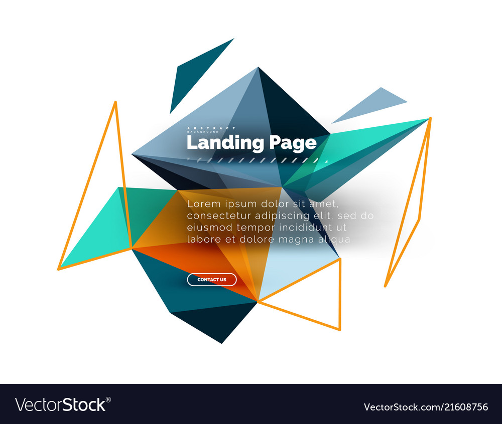 Triangular design abstract background landing vector image Triangular design abstract background landing