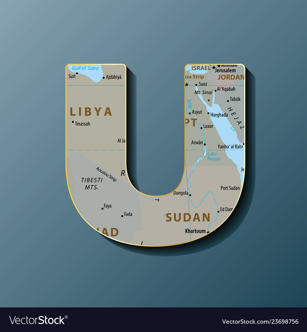 Uppercase letter u with map to use monograms