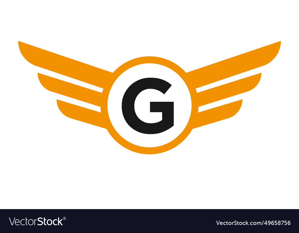 Wing logo on letter g transportation symbol