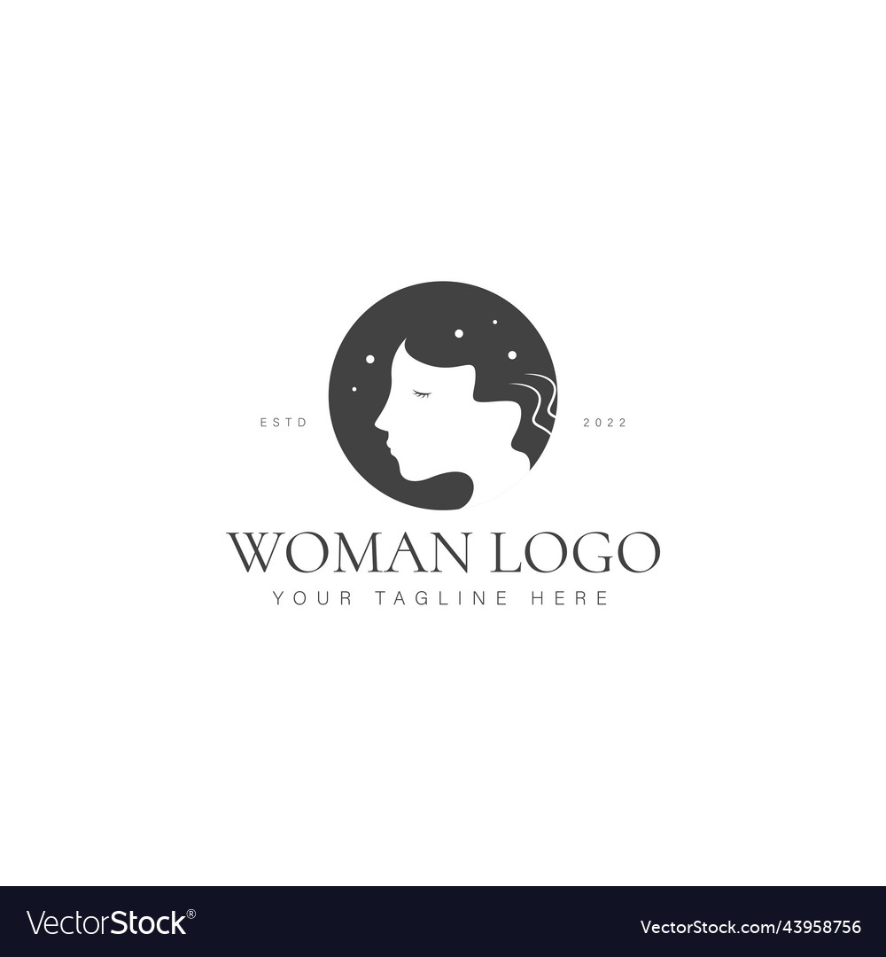 Woman with circle logo design icon