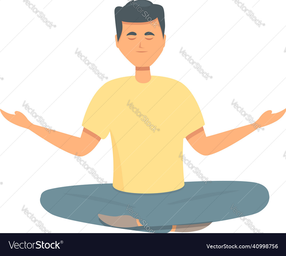 Zen harmony icon cartoon meditate girl Royalty Free Vector