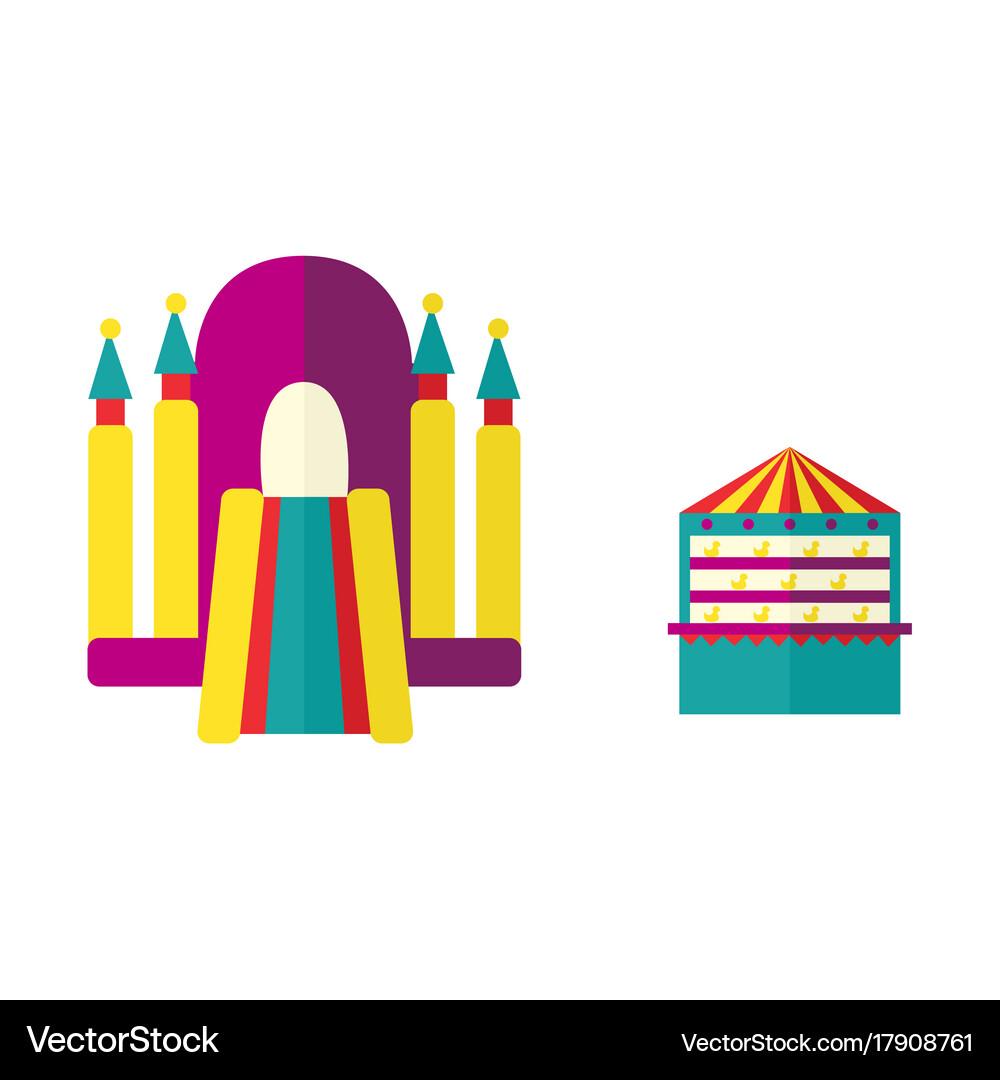 Amusement park objects icon set Royalty Free Vector Image