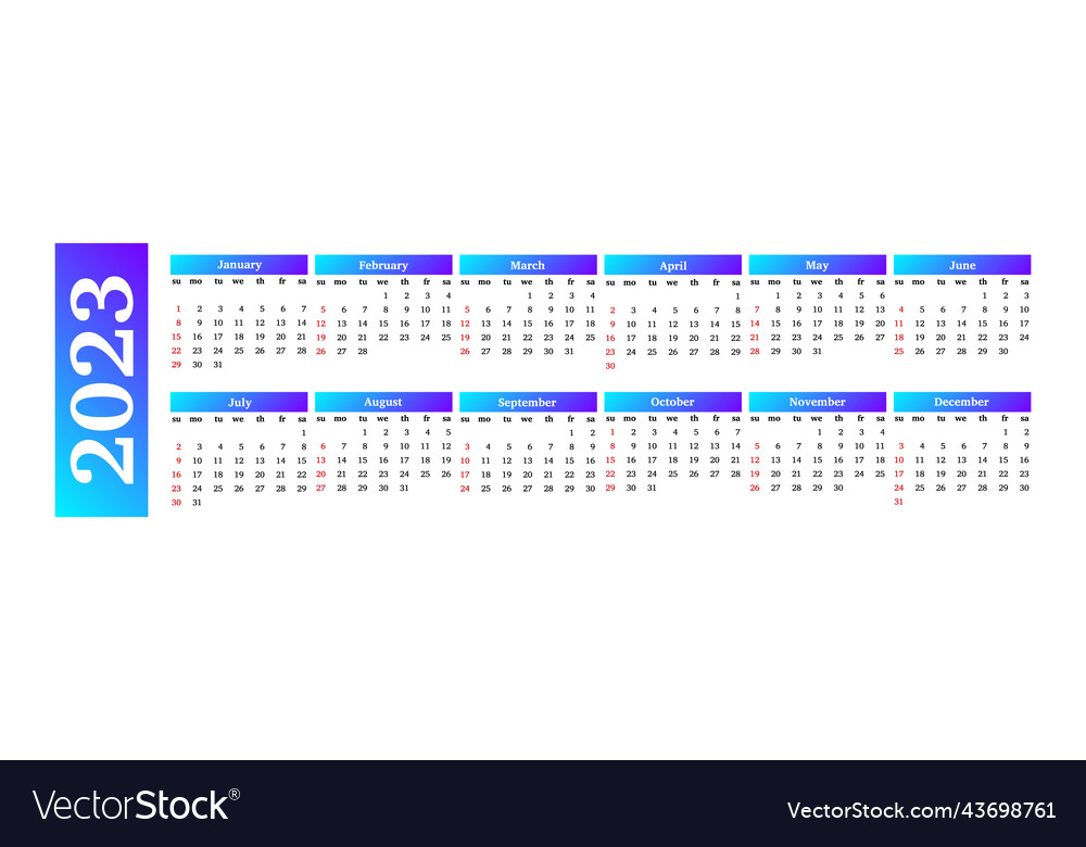 Calendar for 2023 isolated on a white background Vector Image