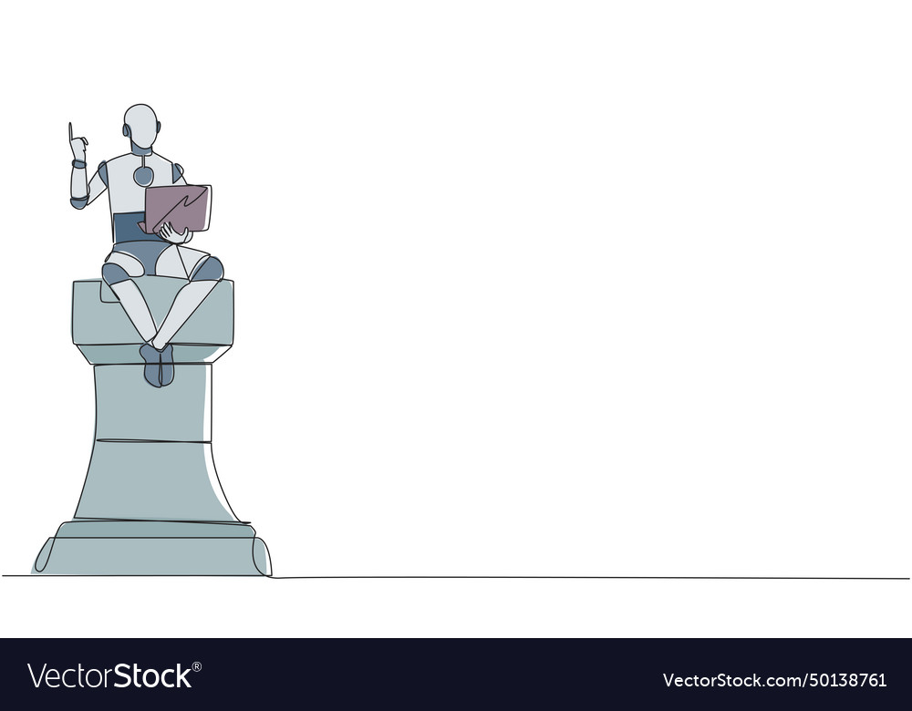 Continuous one line drawing robotic artificial vector image Continuous one line drawing robotic artificial