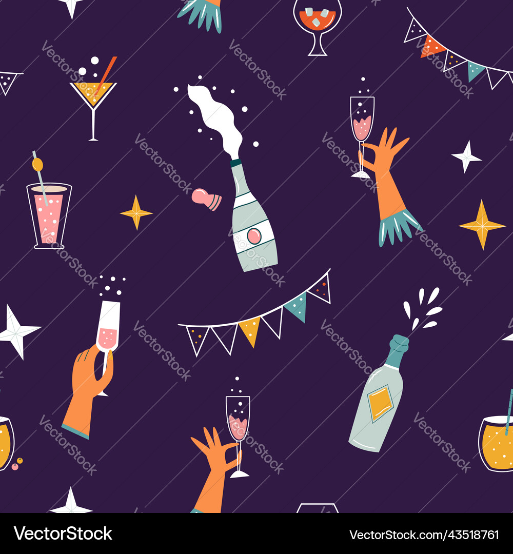 Festive seamless pattern with holiday elements Vector Image