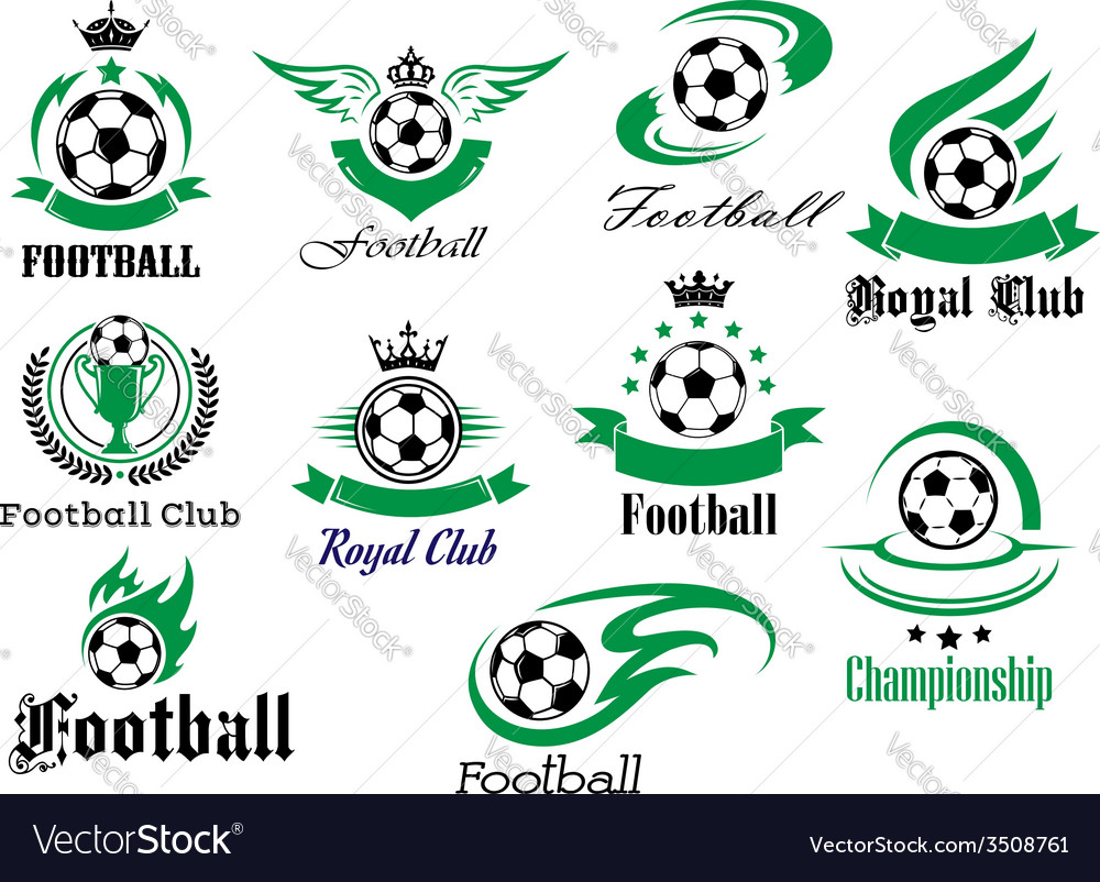 Football emblems and logo isolated on white set
