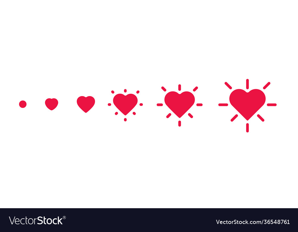 Heart animation kit romantic style set red Vector Image Heart animation kit romantic style set red Vector Image