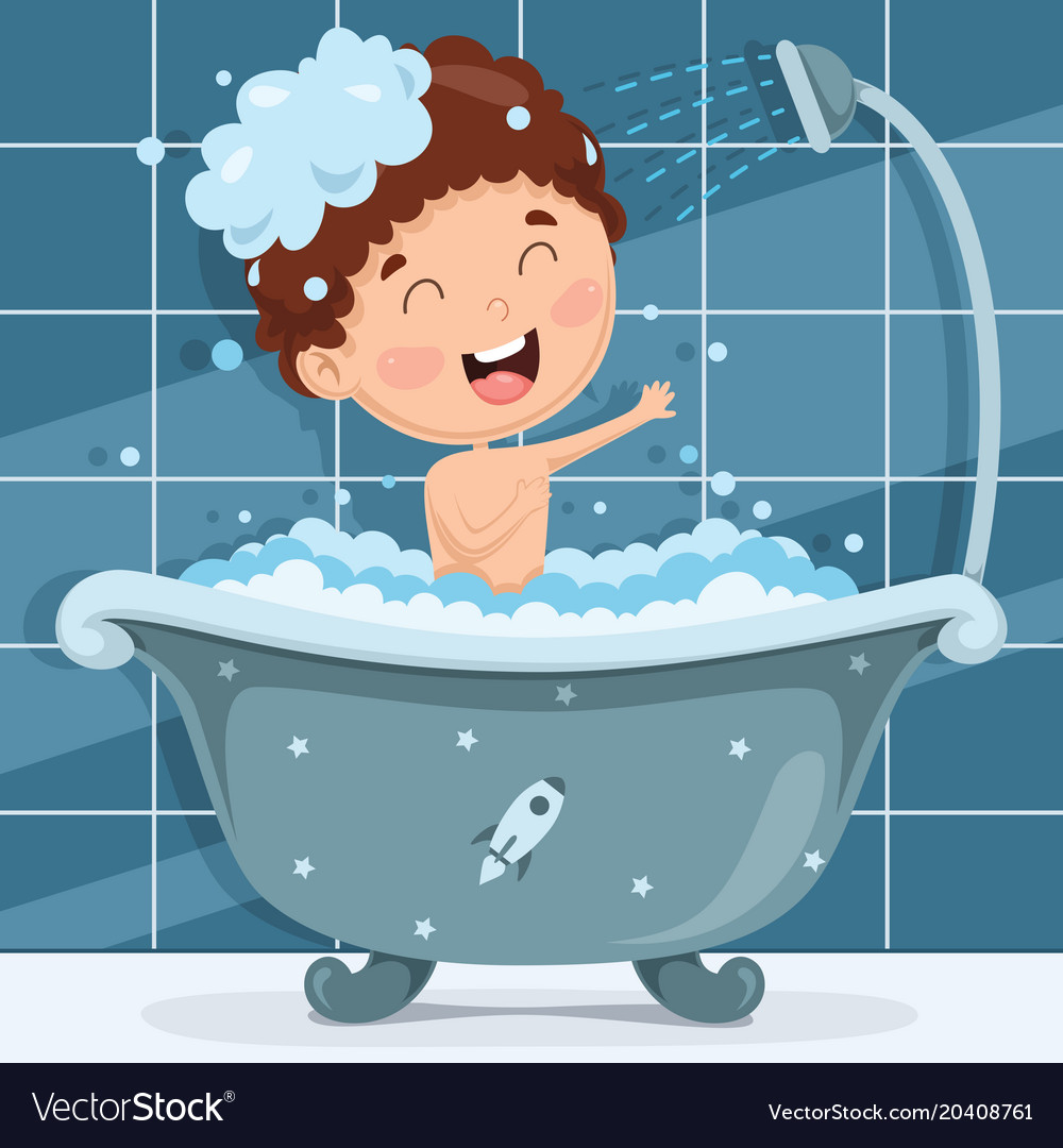 Kid bathing Royalty Free Vector Image - VectorStock