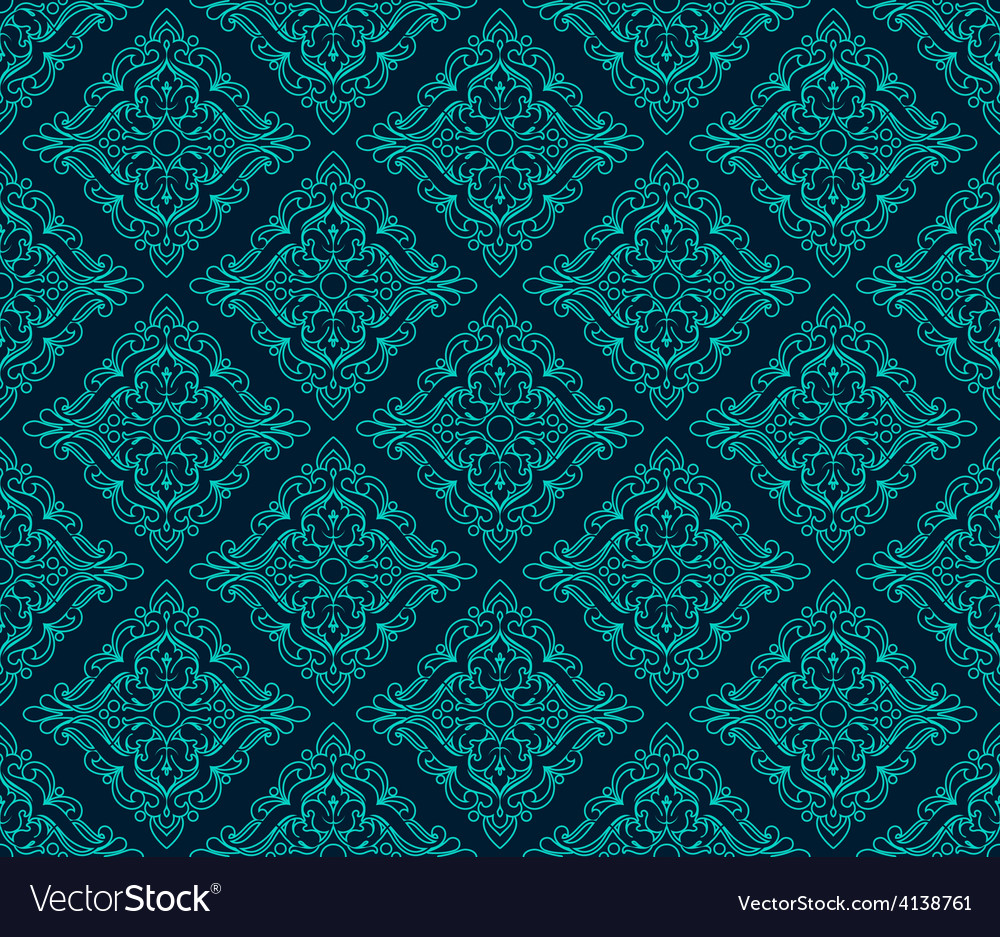 Luxury damask seamless pattern blue color