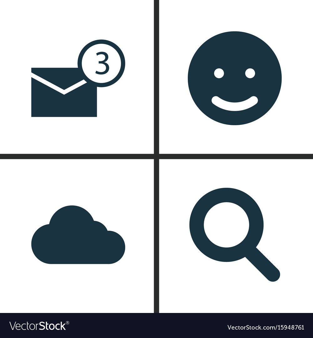 Media icons set collection of smile inbox