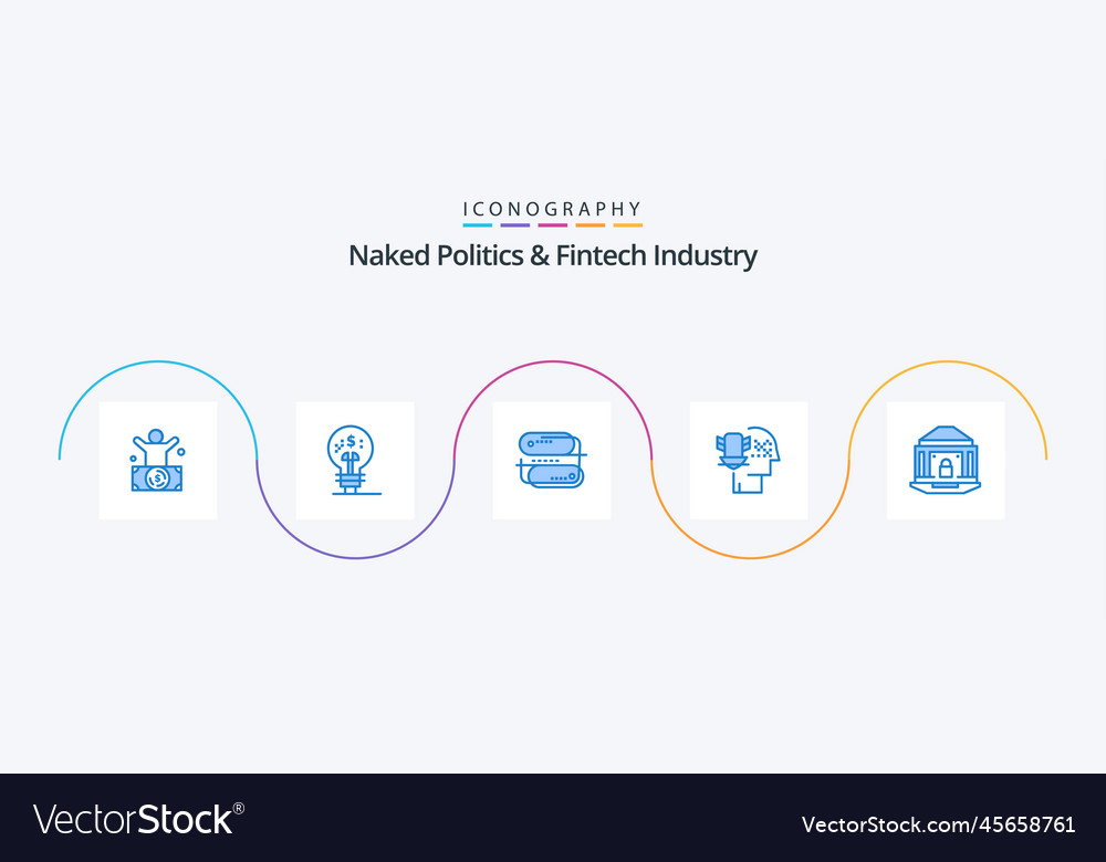 Nackte Politik und Fintech Industrie blau 5 Ikone