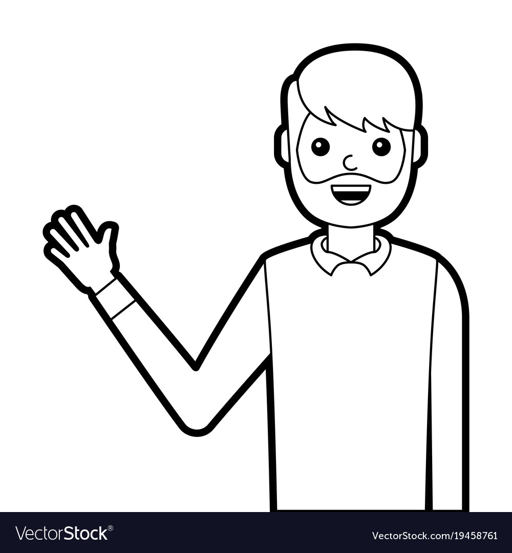 Portrait man waving hand smiling character Vector Image