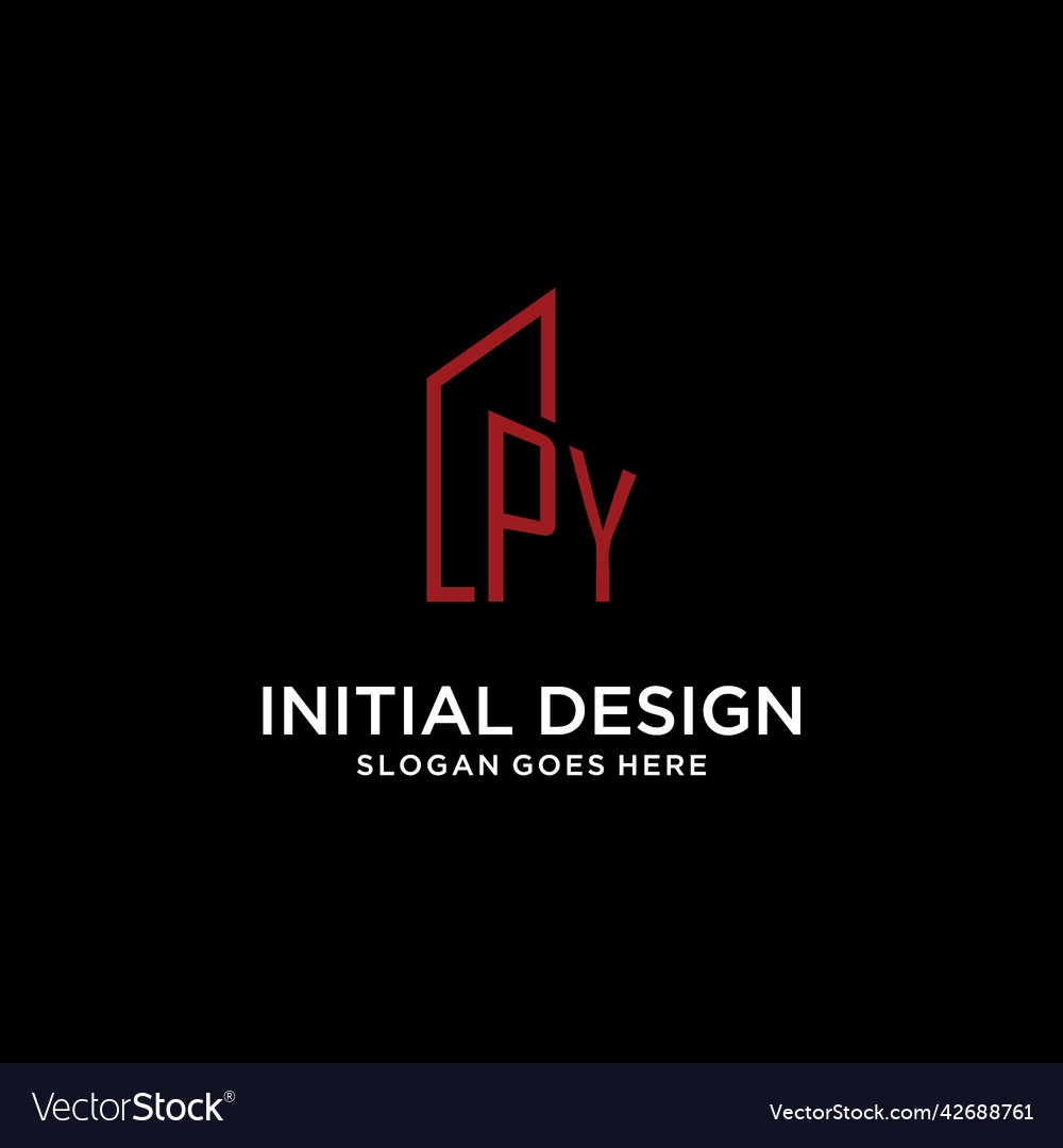 Py initial monogram with building logo design Vector Image Py initial monogram with building logo design
