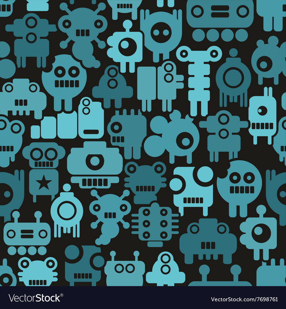 Seamless pattern with mini monsters