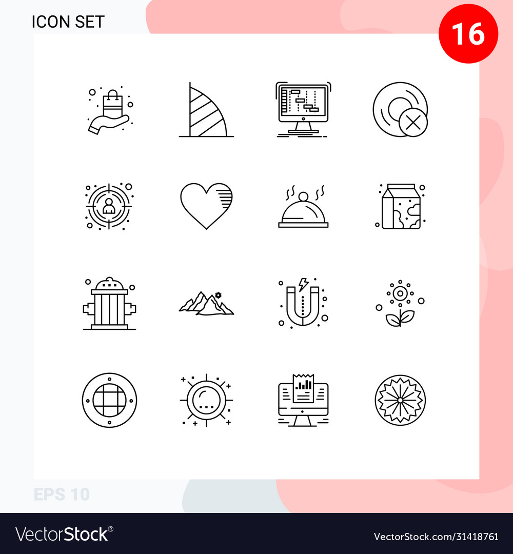 Set 16 outlines on grid for gadget devices