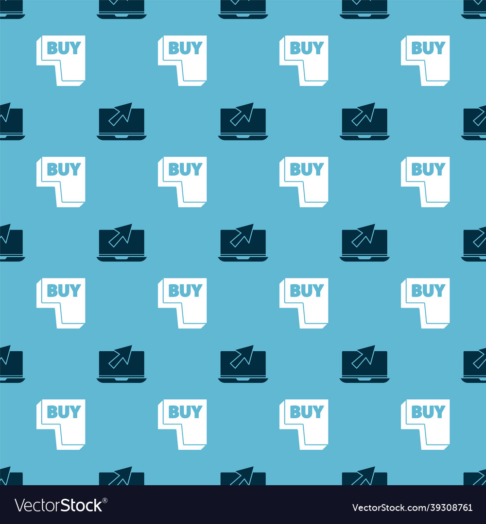 Set laptop and cursor buy button on seamless vector image Set laptop and cursor buy button on seamless