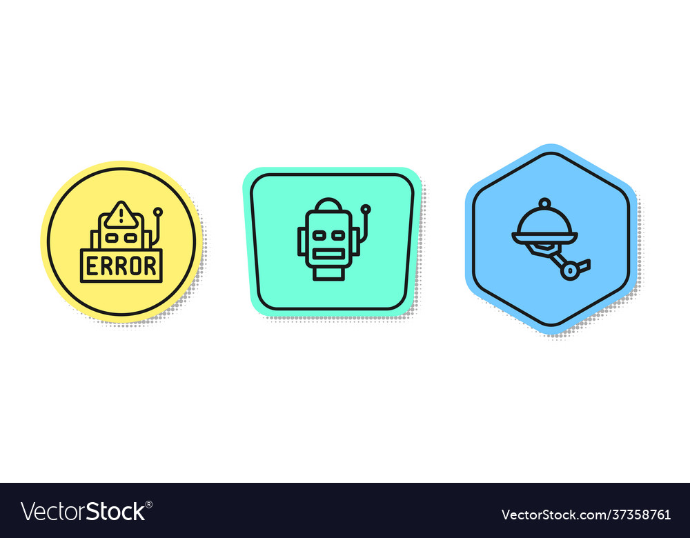 Set line error in robot and waiter colored Vector Image Set line error in robot and waiter colored