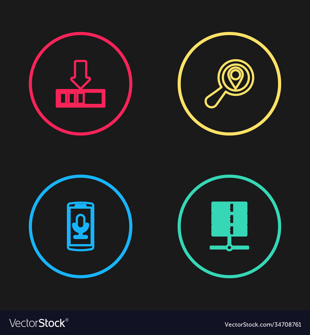 Set line mobile recording server data web vector image Set line mobile recording server data web