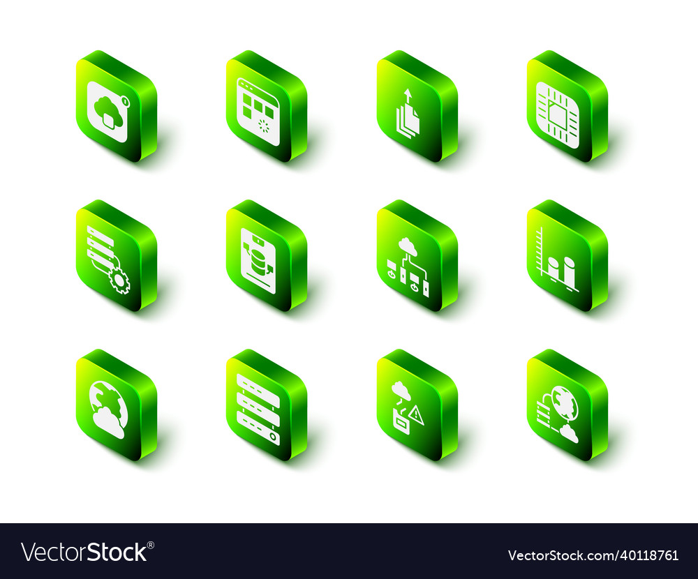 Set loading data window export processor vector image Set loading data window export processor
