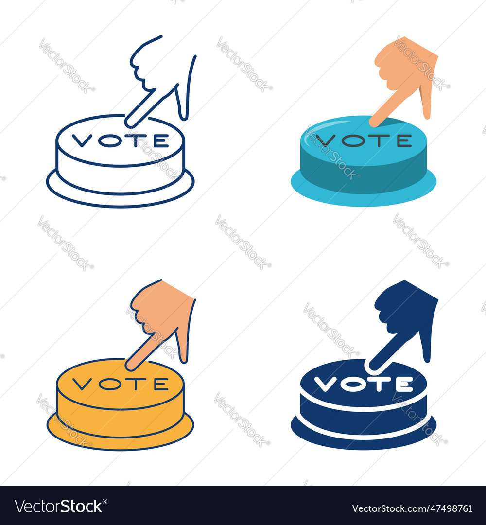 Vote button icon set in flat and line style Vector Image Vote button icon set in flat and line style