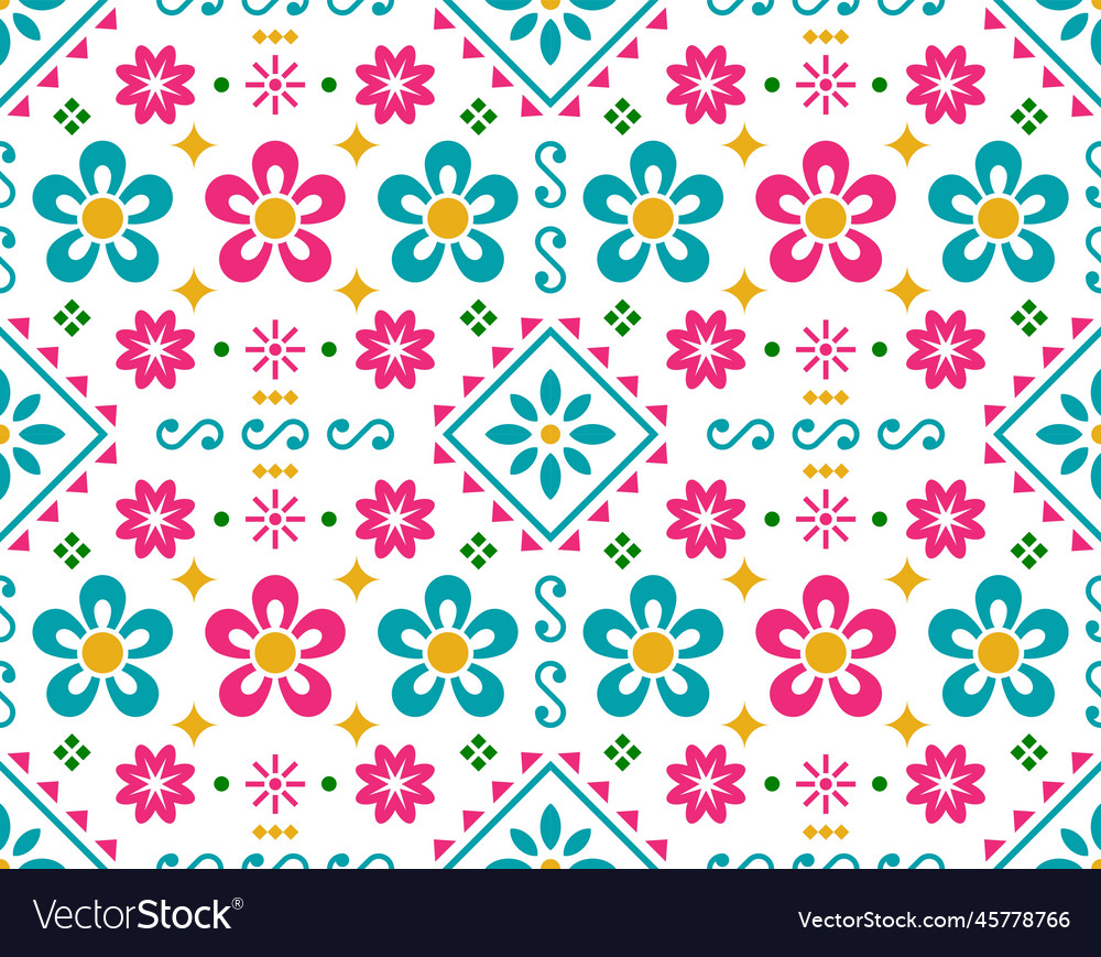 Beautiful flower pattern with colorful style can vector image Beautiful flower pattern with colorful style can