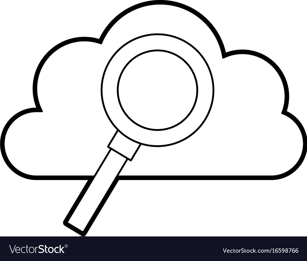 Cloud computing with magnifying glass