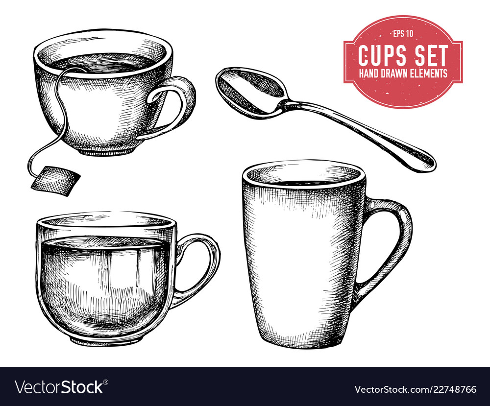 Collection of hand drawn cups