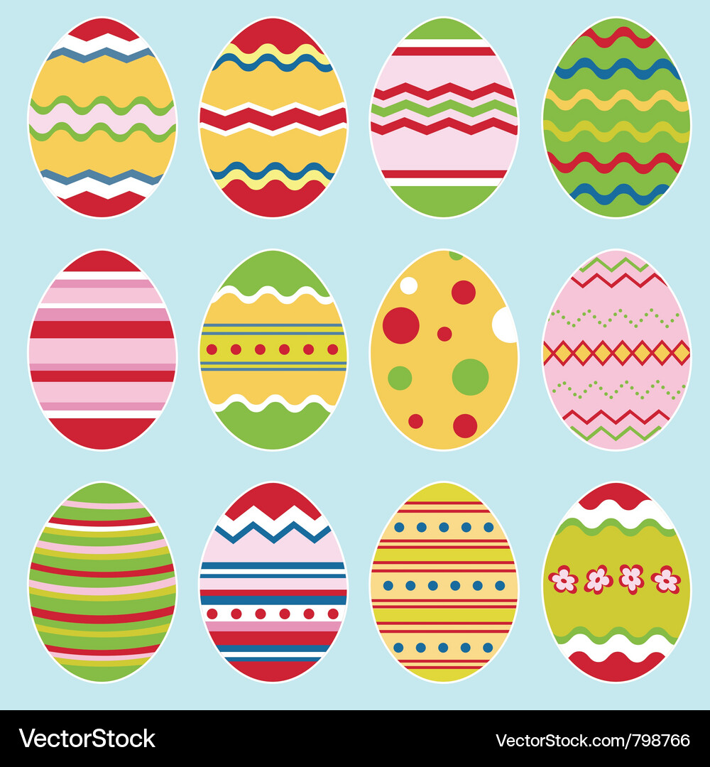 Easter eggs set Royalty Free Vector Image - VectorStock