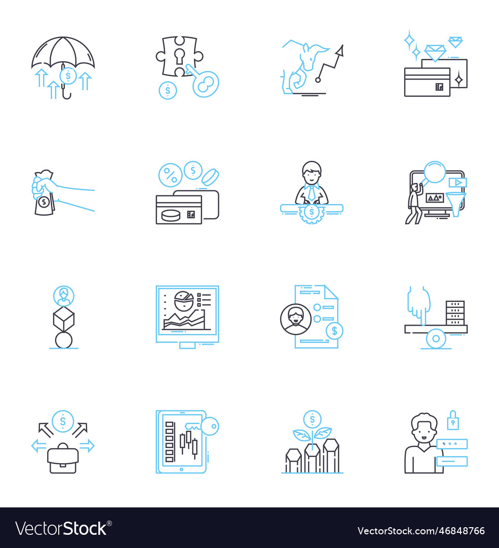 Finanzmarkt lineare Icons setzen Aktien Anleihen vector image Finanzmarkt lineare Icons setzen Aktien Anleihen