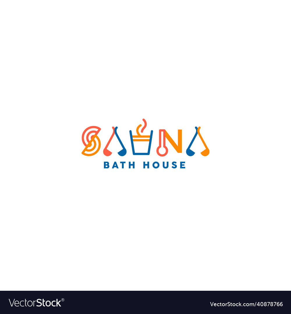 Flat letter mark sauna bath house logo design